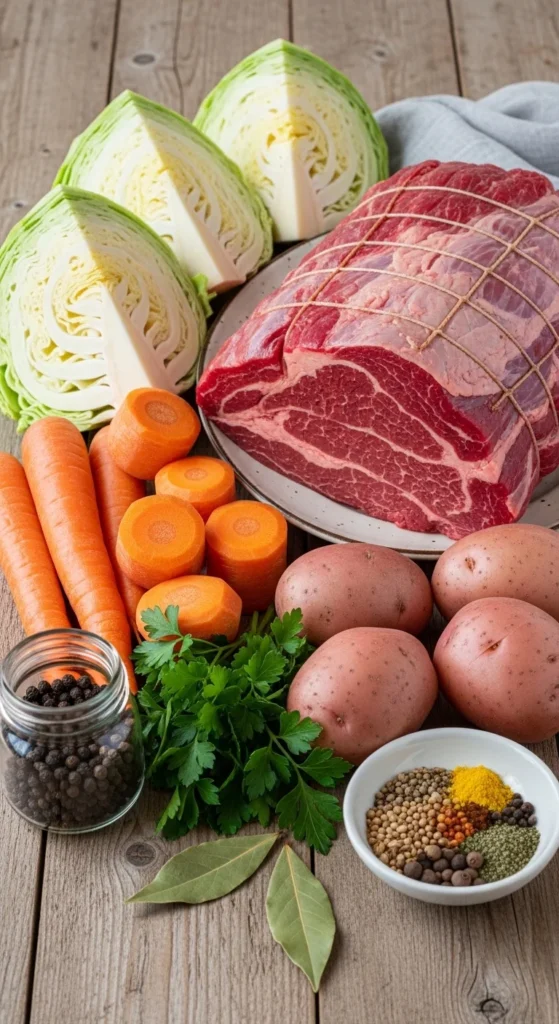 Corned Beef and Cabbage Ingredients