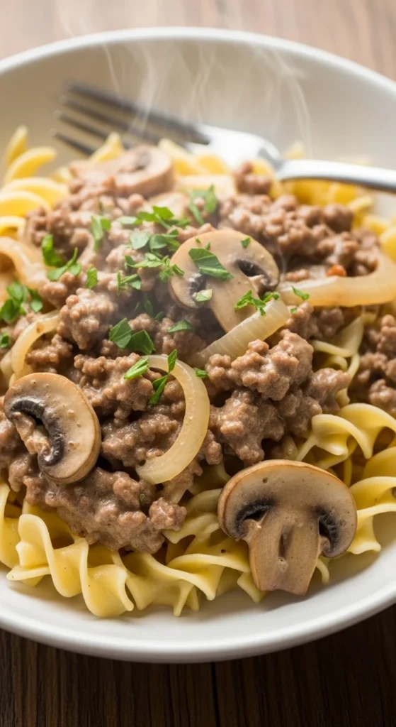 Ground Beef Stroganoff Serving