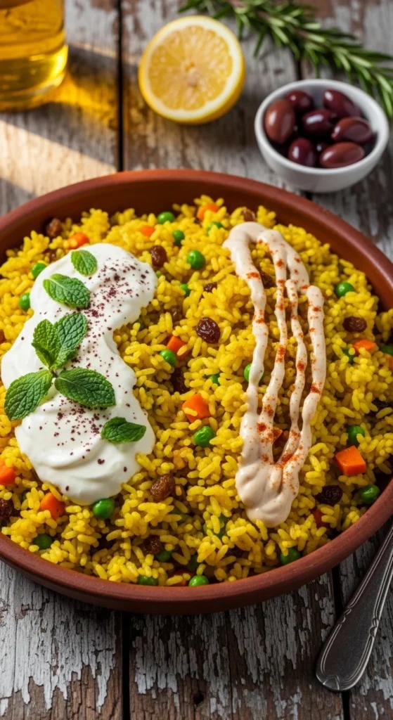 Mediterranean Yellow Rice Serving