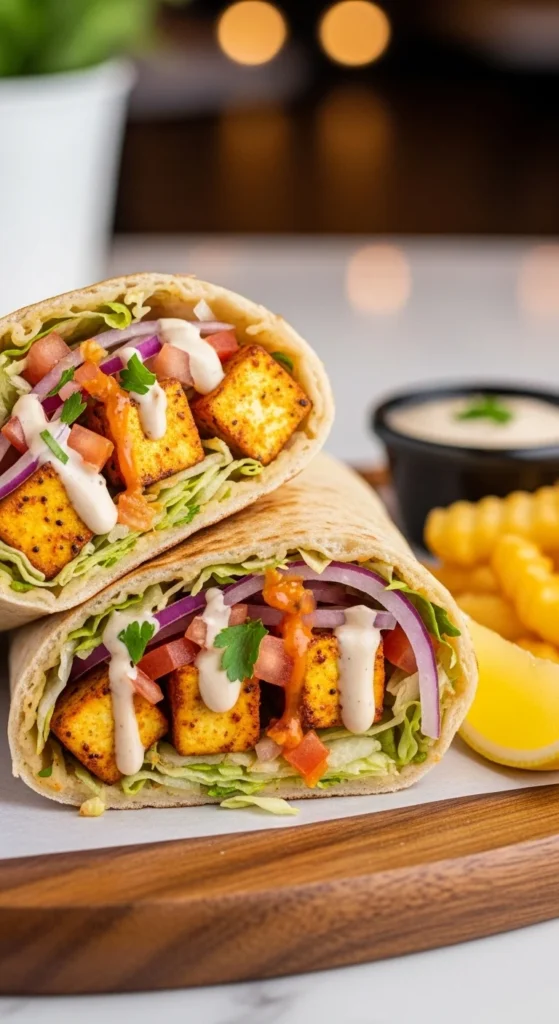 Paneer Shawarma Serving