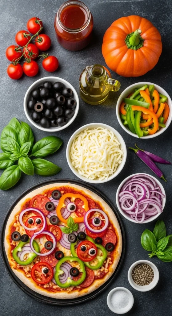 Spooky Fun Halloween Pizza ingredients