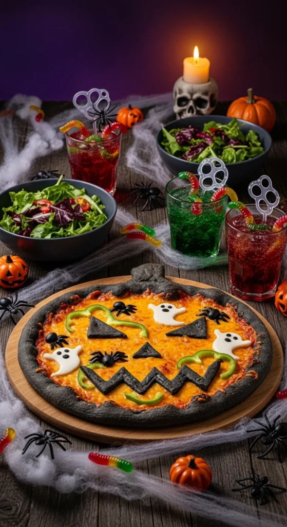 Spooky Fun Halloween Pizza serving