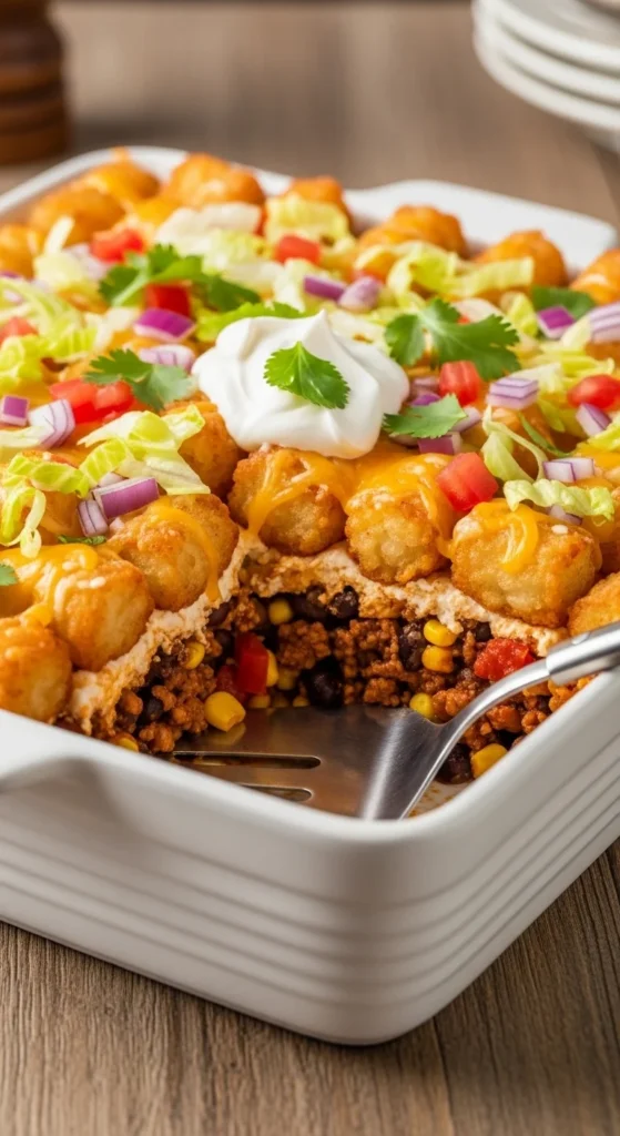 Tater Tot Taco Casserole Serving