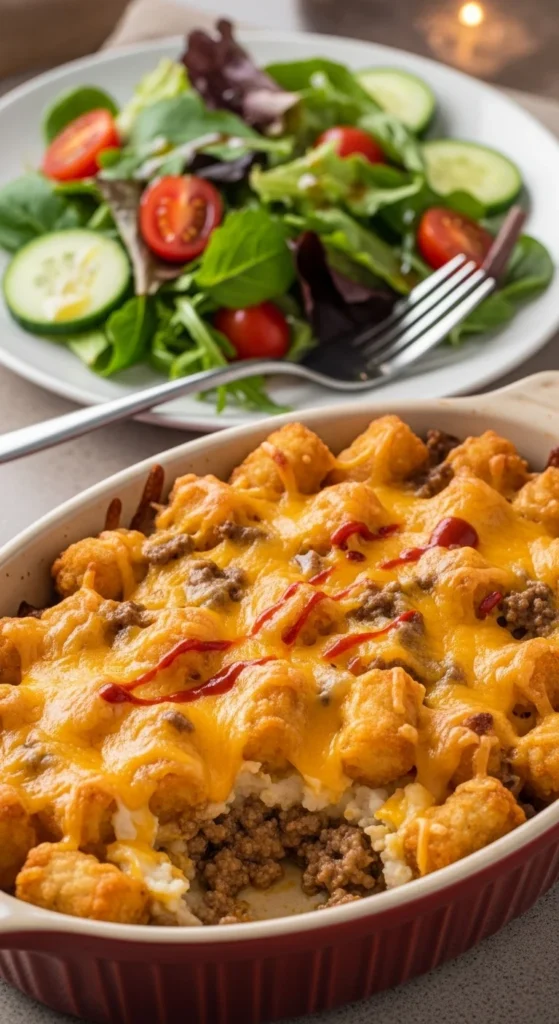Cheesy Tater Tot Casserole Serving