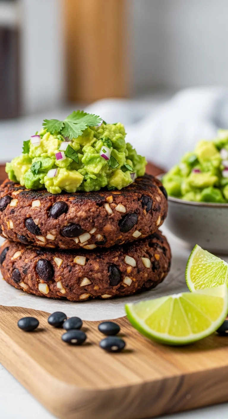 Garlicky Black Bean Patties With Avocado Smash