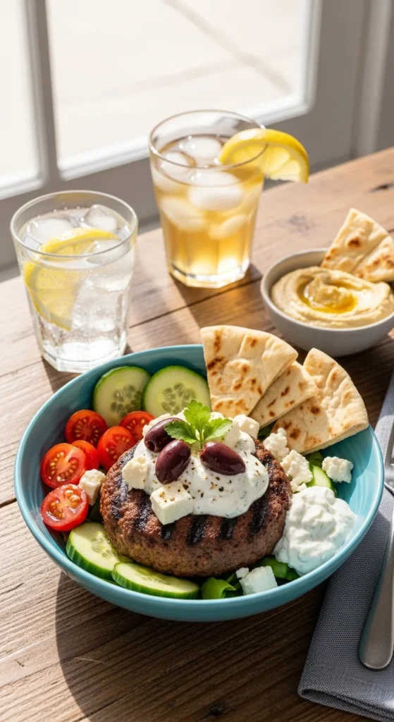 Mediterranean Burger Bowl Serving